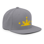 Three Stars & Half-Sun + Script - wool blend flat bill hat - Natural/Black