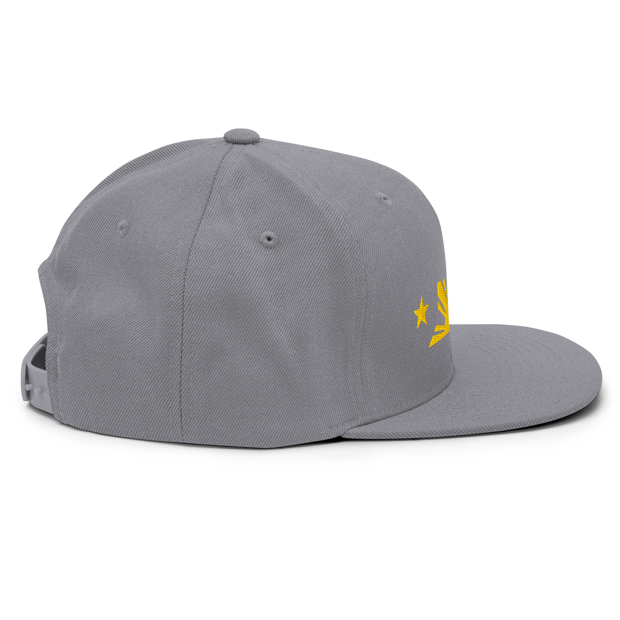 Three Stars & Half-Sun + Script - wool blend flat bill hat - Natural/Black
