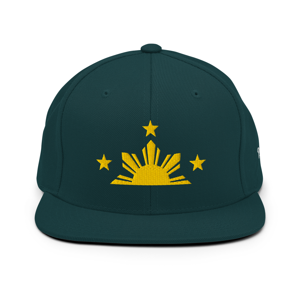 Three Stars & Half-Sun + Script - wool blend flat bill hat - Green Camo