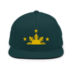 Three Stars & Half-Sun + Script - wool blend flat bill hat - Natural/Black