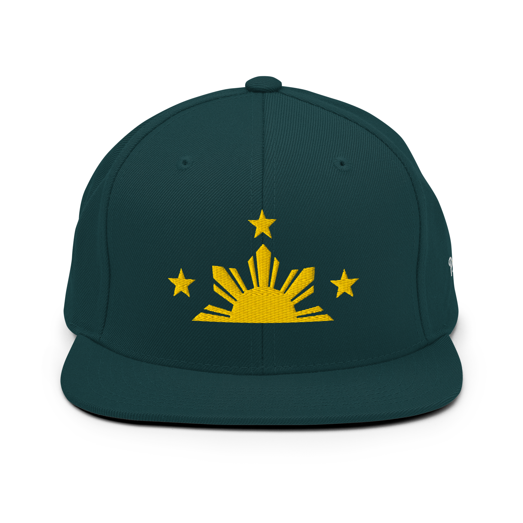 Three Stars & Half-Sun + Script - wool blend flat bill hat - Natural/Black