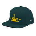 Three Stars & Half-Sun + Script - wool blend flat bill hat - Dark Green