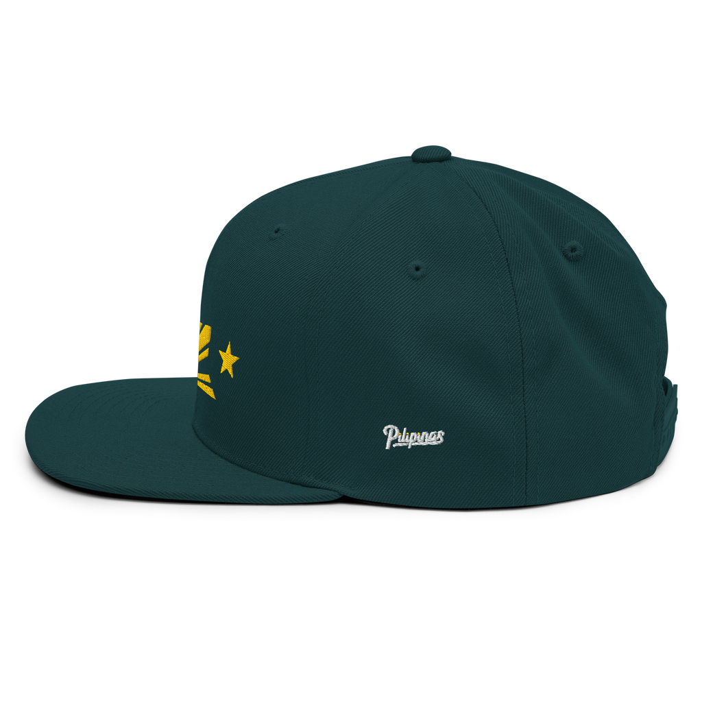 Three Stars & Half-Sun + Script - wool blend flat bill hat - Silver