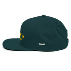 Three Stars & Half-Sun + Script - wool blend flat bill hat - Dark Navy