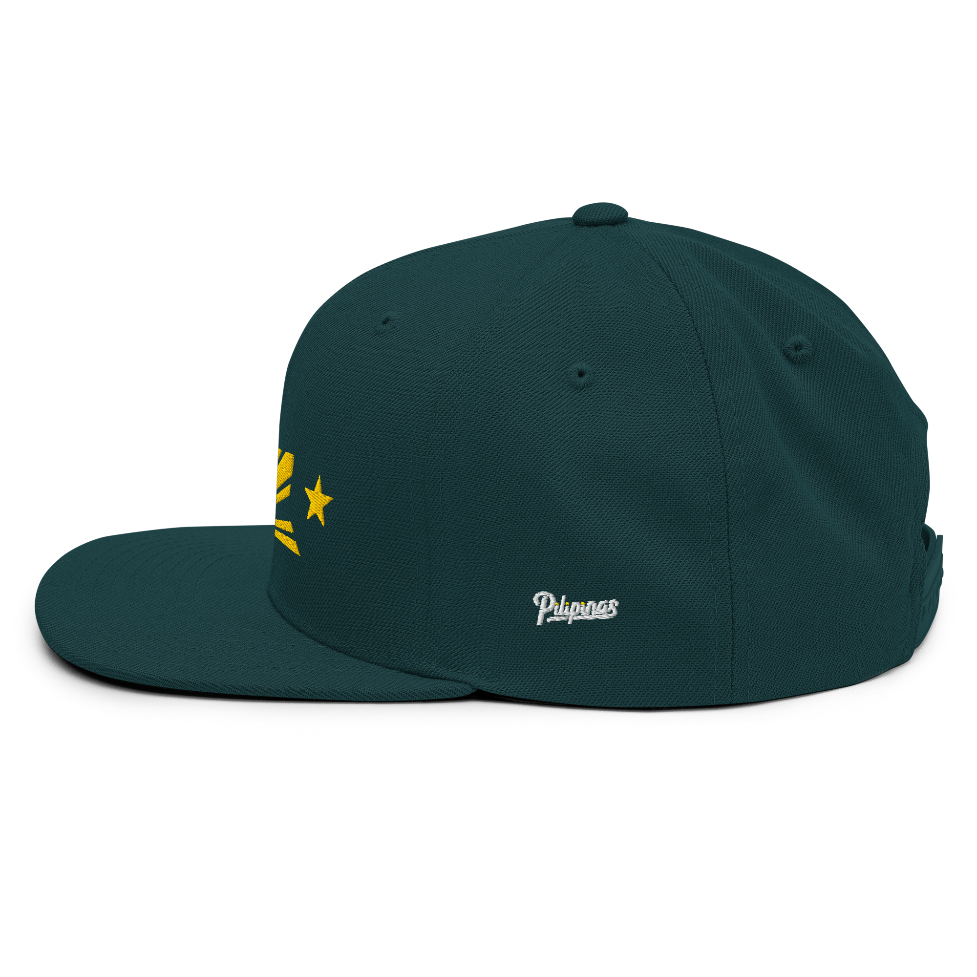 Three Stars & Half-Sun + Script - wool blend flat bill hat - Green Camo
