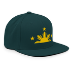 Three Stars & Half-Sun + Script - wool blend flat bill hat - Silver