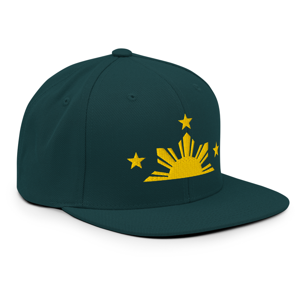 Three Stars & Half-Sun + Script - wool blend flat bill hat - Black/Red