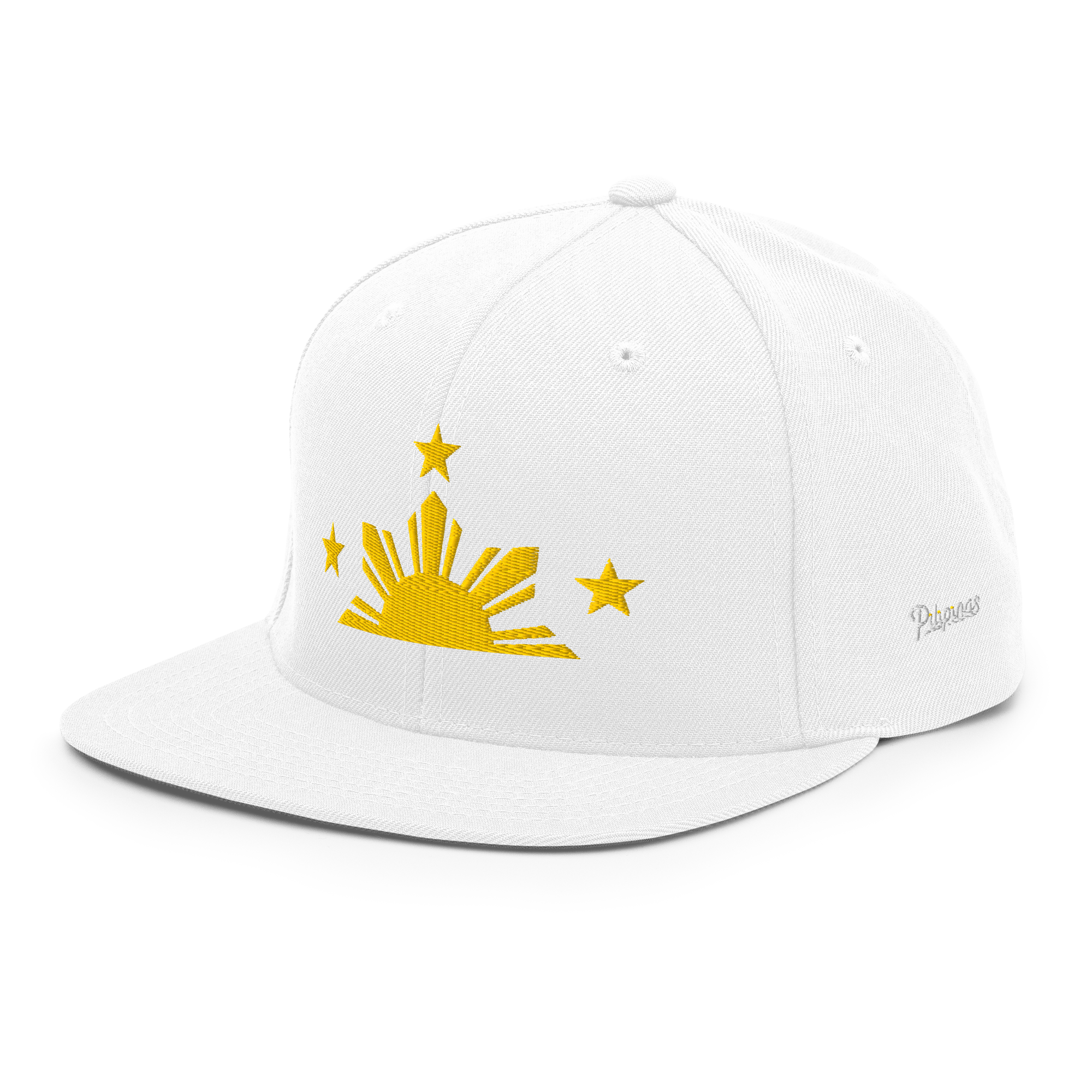 Three Stars & Half-Sun + Script - wool blend flat bill hat - Natural/Black