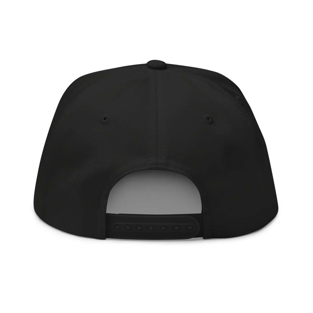 Three Stars & Half-Sun + Script - cotton flat bill hat - Black