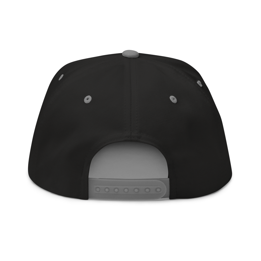 Three Stars & Half-Sun + Script - cotton flat bill hat - Black