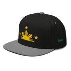 Three Stars & Half-Sun + Script - cotton flat bill hat - Black