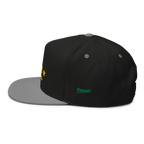 Three Stars & Half-Sun + Script - cotton flat bill hat - Black