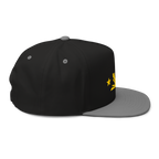 Three Stars & Half-Sun + Script - cotton flat bill hat - Black