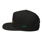Three Stars & Half-Sun + Script - cotton flat bill hat - Black