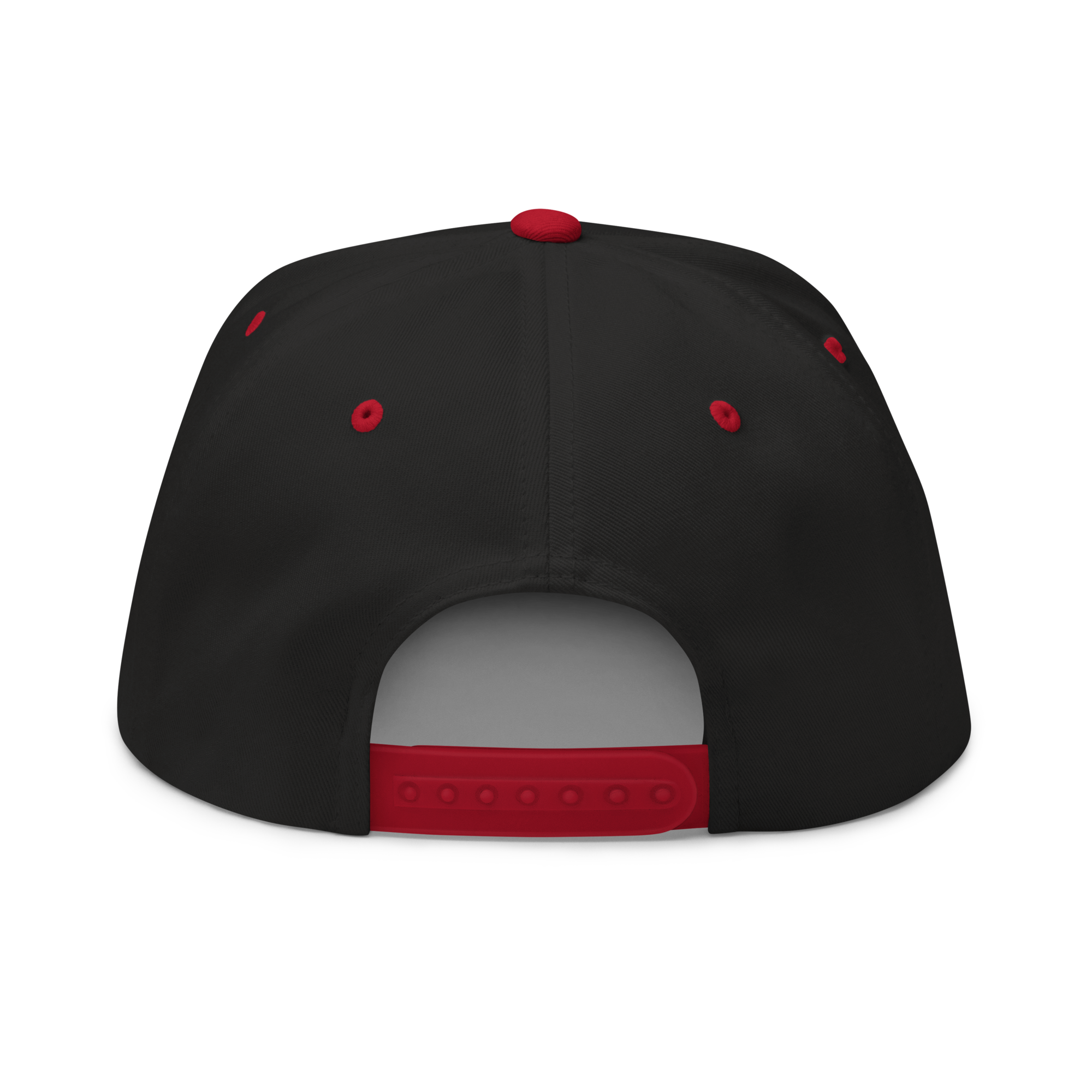 Three Stars & Half-Sun + Script - cotton flat bill hat - Black/Red