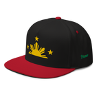 Three Stars & Half-Sun + Script - cotton flat bill hat - Black