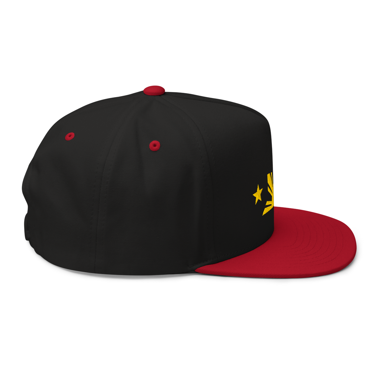 Three Stars & Half-Sun + Script - cotton flat bill hat - Black