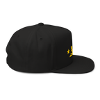 Three Stars & Half-Sun + Script - cotton flat bill hat - Black