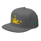 Three Stars & Half-Sun + Script - cotton flat bill hat - Black