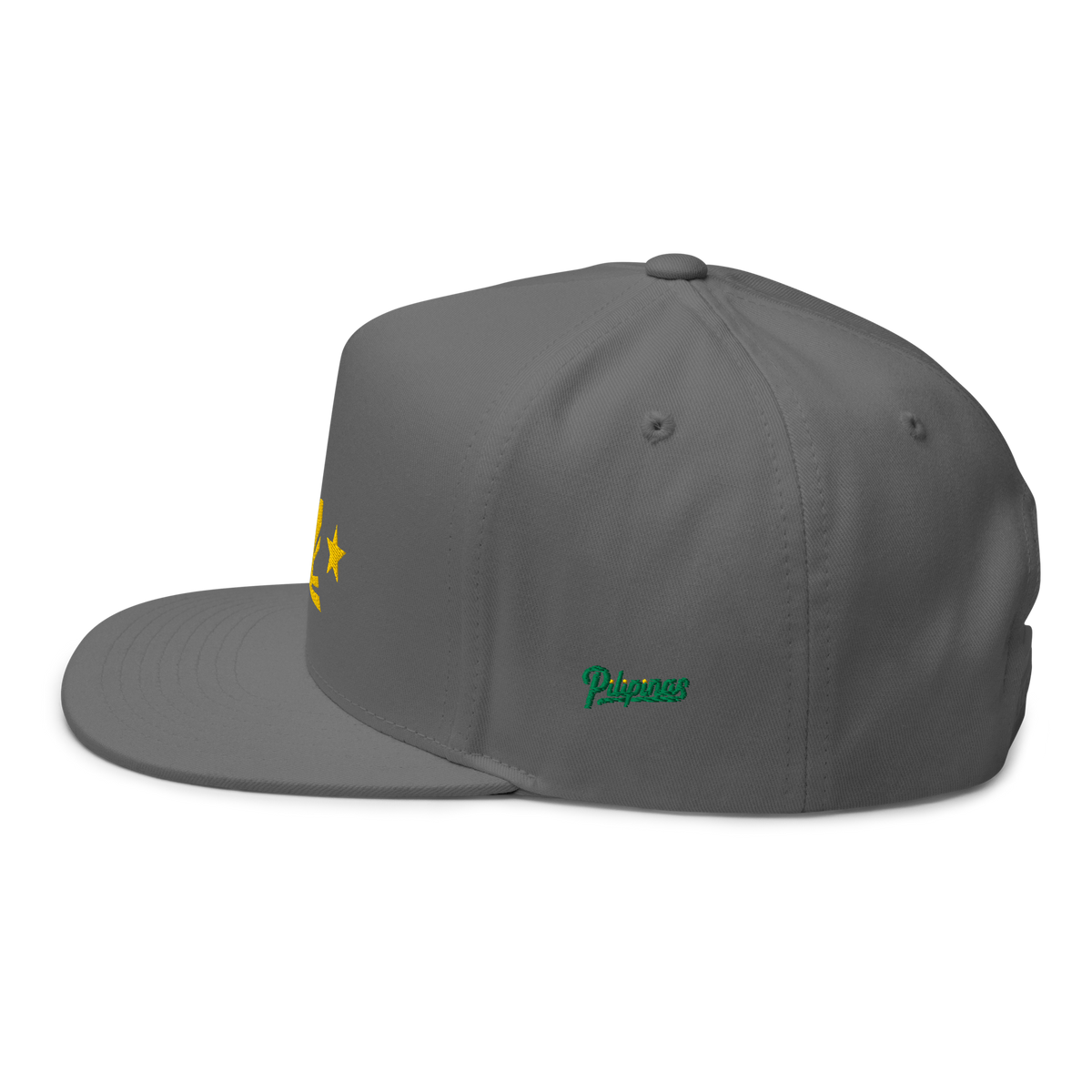 Three Stars & Half-Sun + Script - cotton flat bill hat - Red