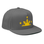 Three Stars & Half-Sun + Script - cotton flat bill hat - Black
