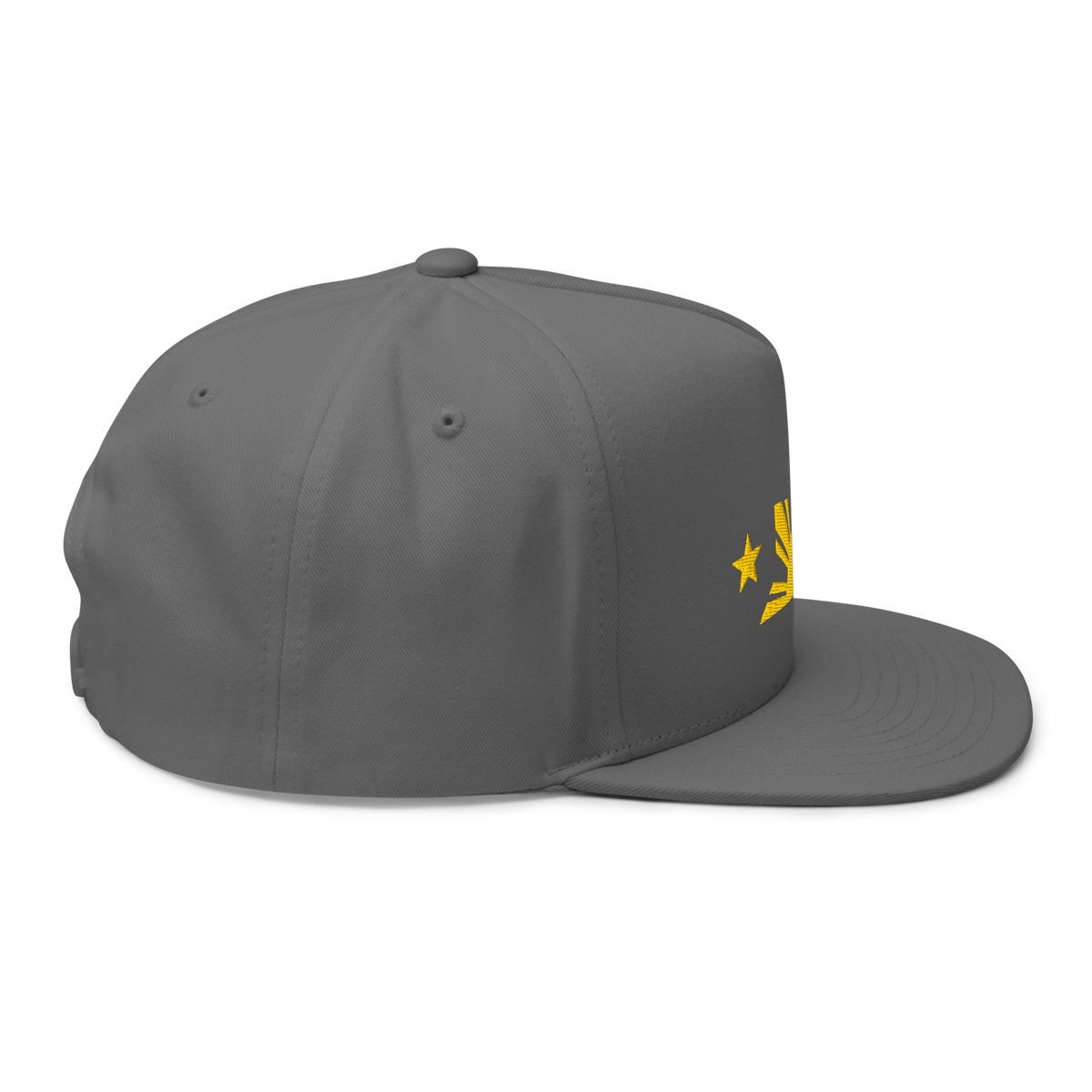 Three Stars & Half-Sun + Script - cotton flat bill hat - Black