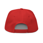 Three Stars & Half-Sun + Script - cotton flat bill hat - Red