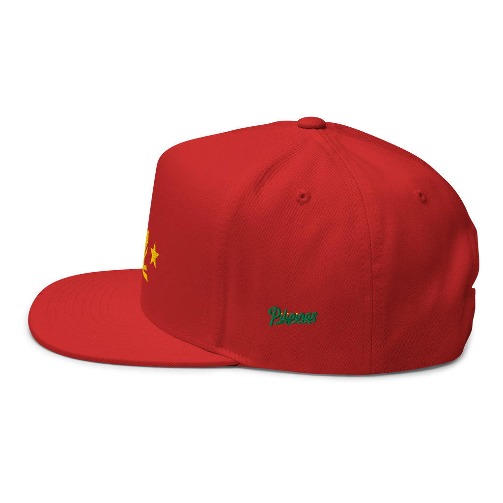 Three Stars & Half-Sun + Script - cotton flat bill hat - Black