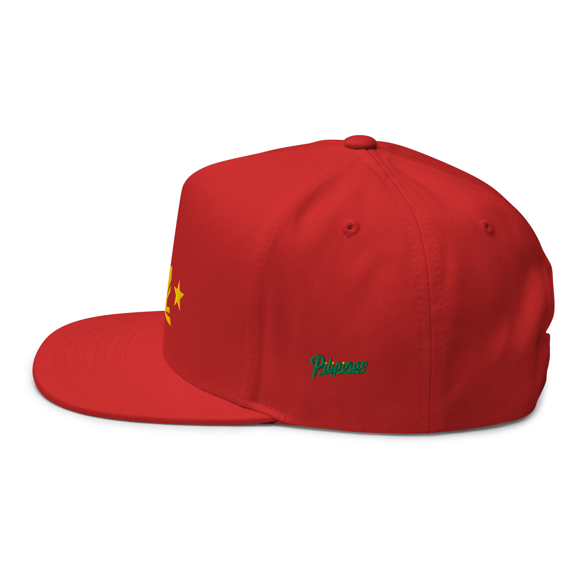 Three Stars & Half-Sun + Script - cotton flat bill hat - Black