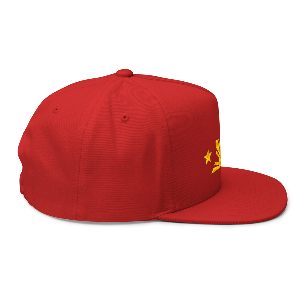 Three Stars & Half-Sun + Script - cotton flat bill hat - Black