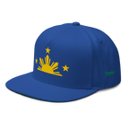 Three Stars & Half-Sun + Script - cotton flat bill hat - Black/Red