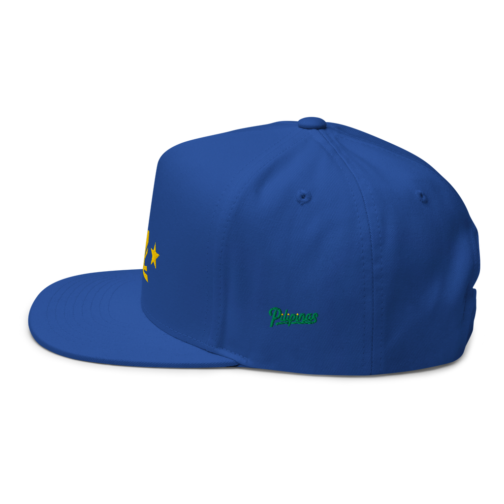 Three Stars & Half-Sun + Script - cotton flat bill hat - Black