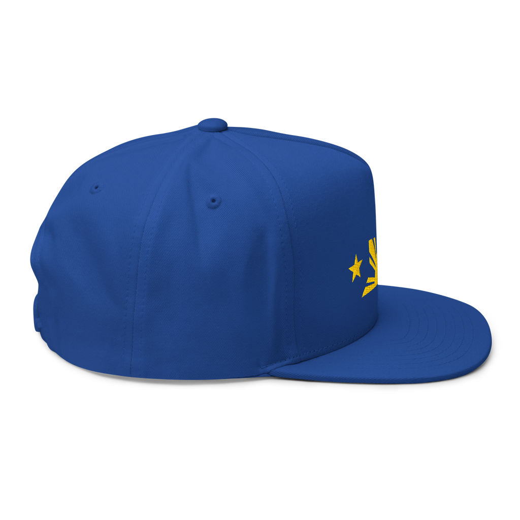 Three Stars & Half-Sun + Script - cotton flat bill hat - Black