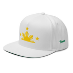 Three Stars & Half-Sun + Script - cotton flat bill hat - Grey