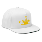 Three Stars & Half-Sun + Script - cotton flat bill hat - Royal Blue