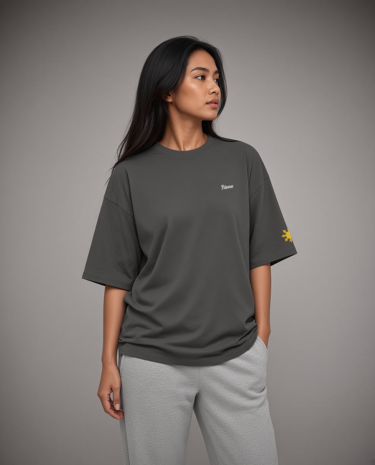 SCRIPT + SUN OVERSIZED TEE - Coal
