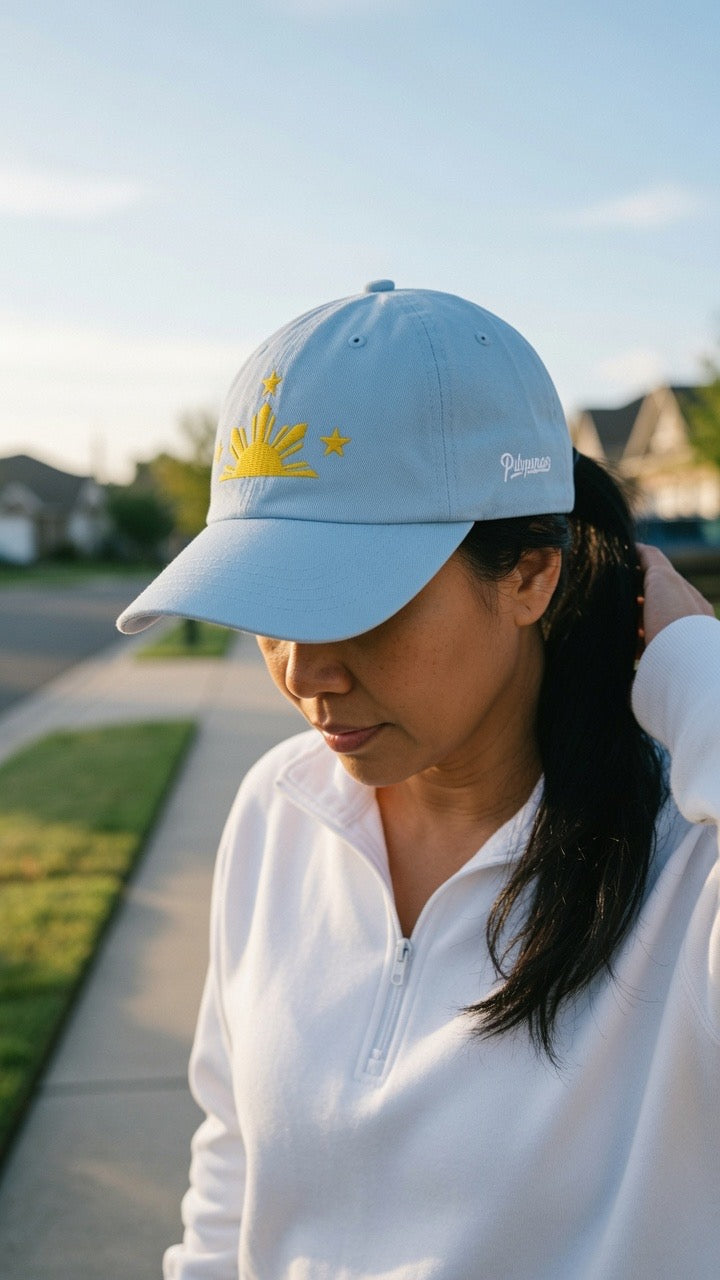 Three Stars & Half-Sun + Script - Cotton Hat - Black