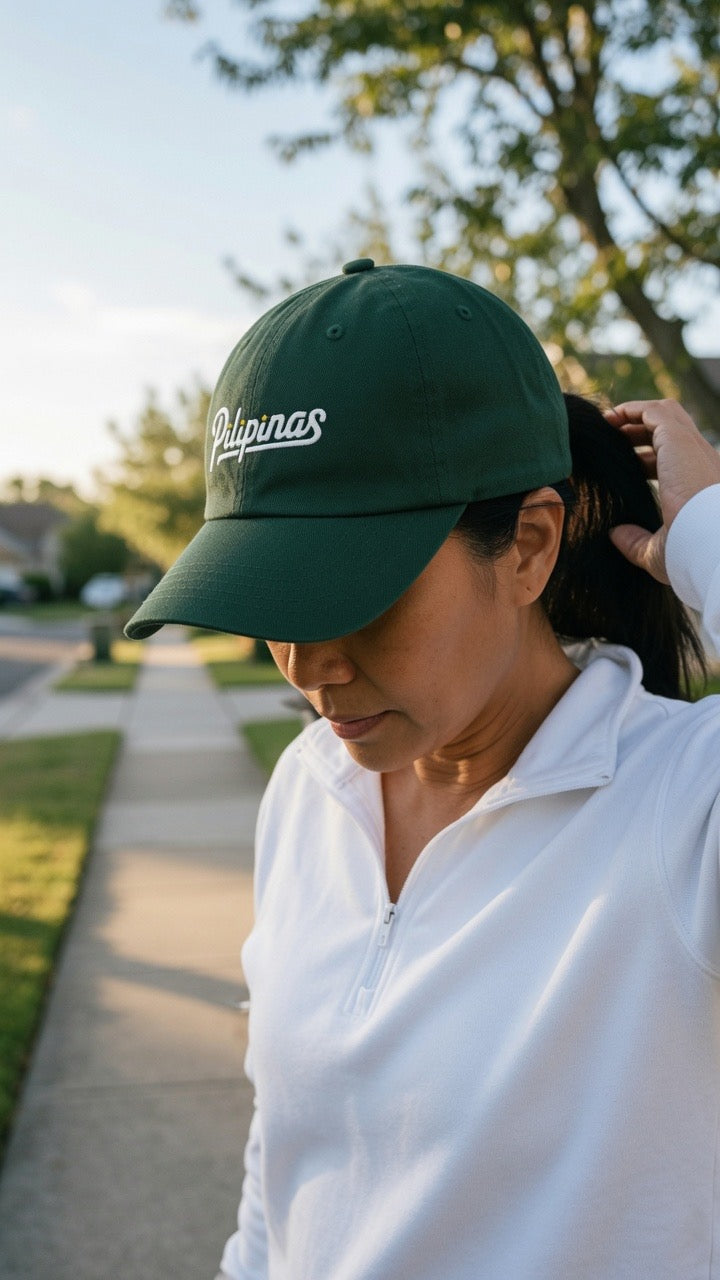 Script - green cotton hat