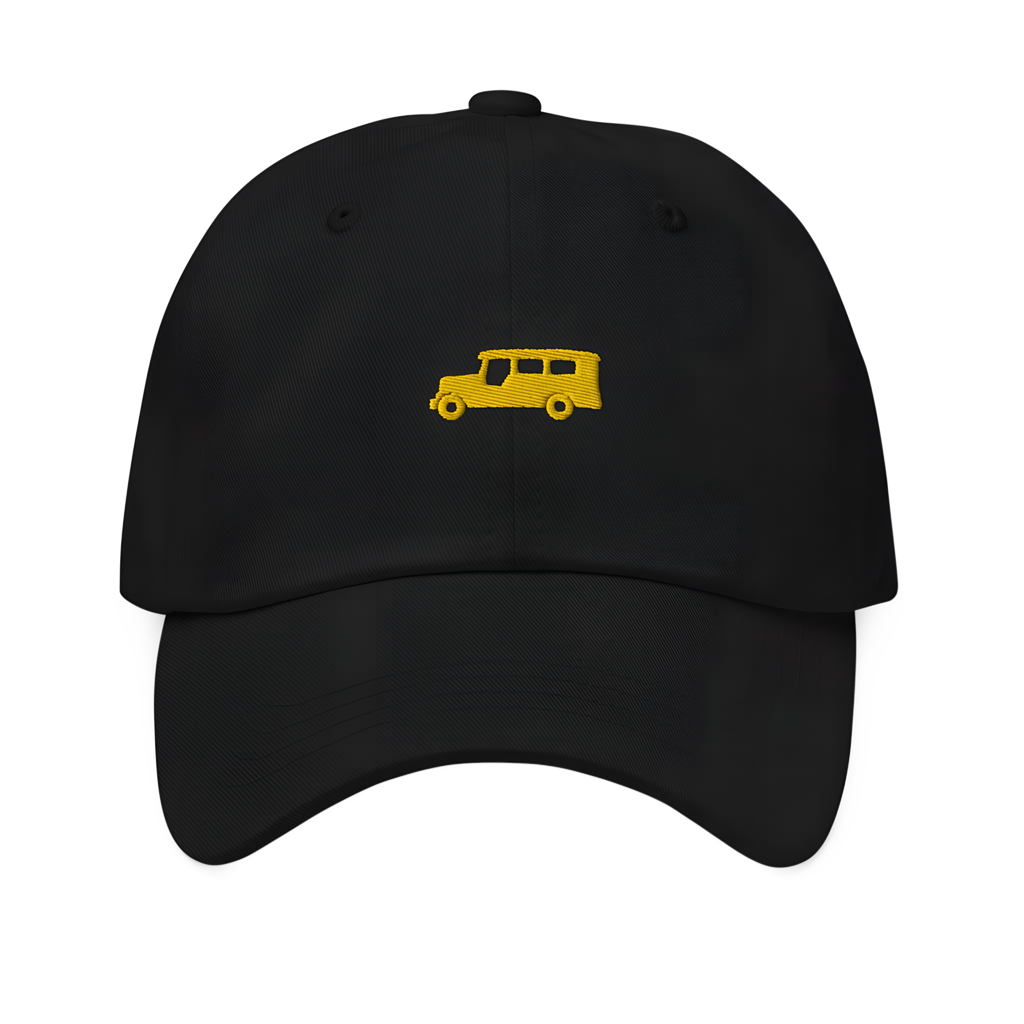 Yellow Gold Jeepney + Pilipinas Script on cotton hat - Navy