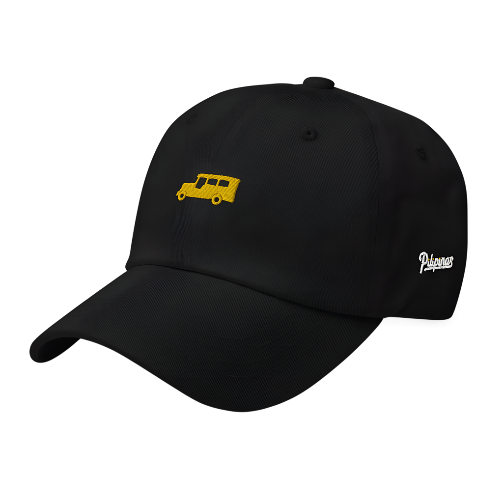 Yellow Gold Jeepney + Pilipinas Script on cotton hat - Navy