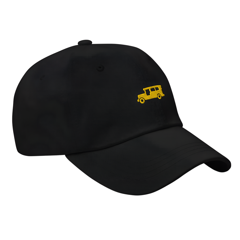 Yellow Gold Jeepney + Pilipinas Script on cotton hat - Dark Green